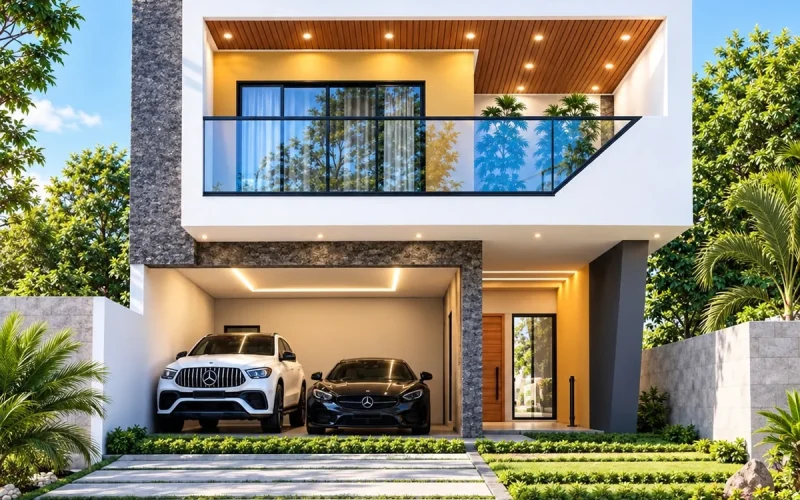 Residencia moderna de 3 niveles con amplia terraza social